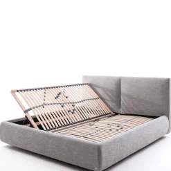 Hellgraues 180x200 Bett inklusive Matratzen - Atlona