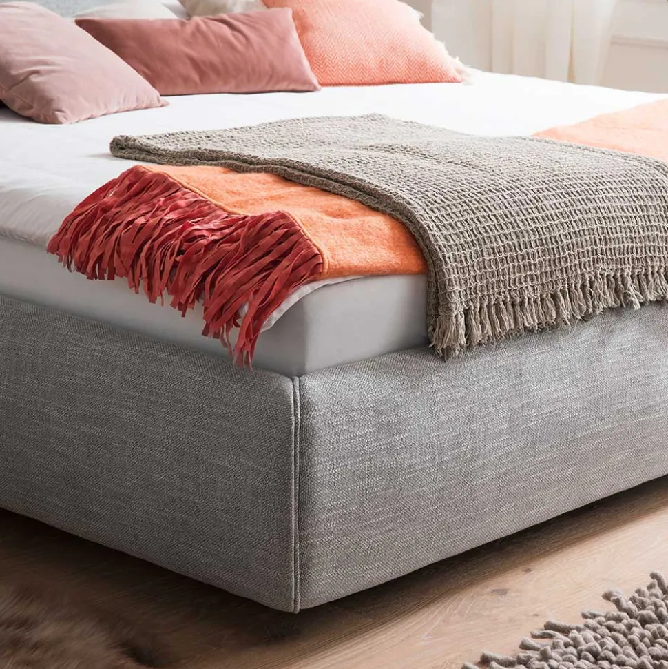 Hellgraues 180x200 Bett inklusive Matratzen - Atlona