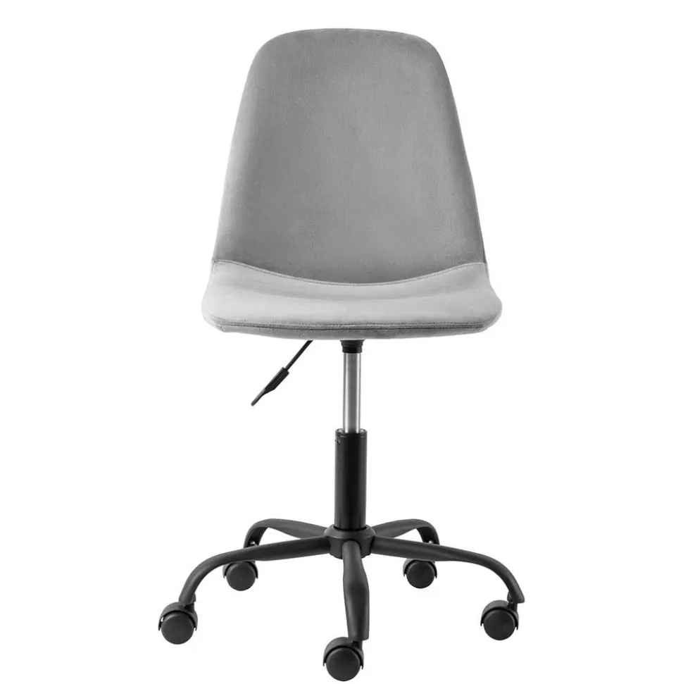 Höhenverstellbarer Bürostuhl in Hellgrau Samt - Renato