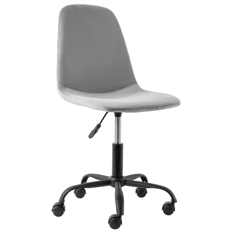 Höhenverstellbarer Bürostuhl in Hellgrau Samt - Renato