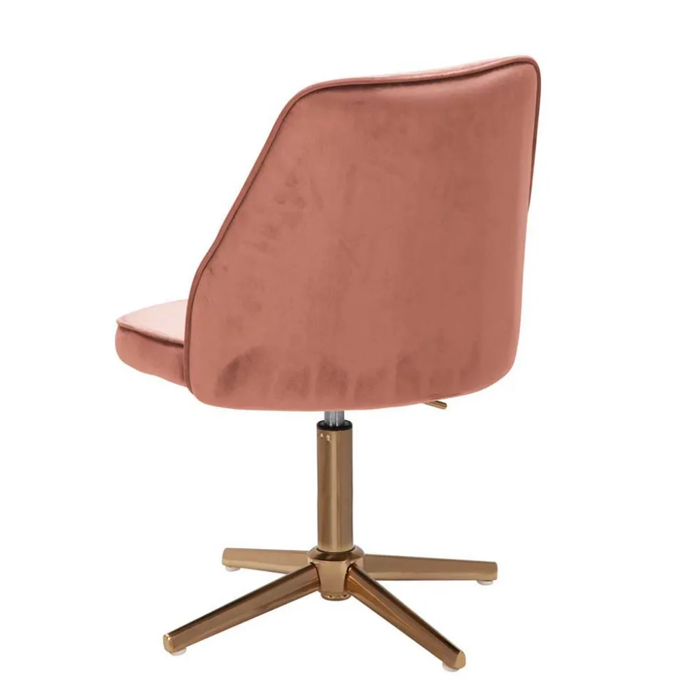 Höhenverstellbarer Bürostuhl in Rosa Samtbezug - Navanna