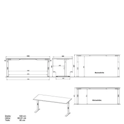 Höhenverstellbarer Bürotisch in vier Größen - Tila
