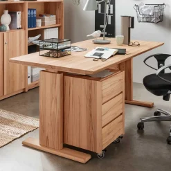 Höhenverstellbarer Holz-Schreibtisch aus Kernbuche - Senklas