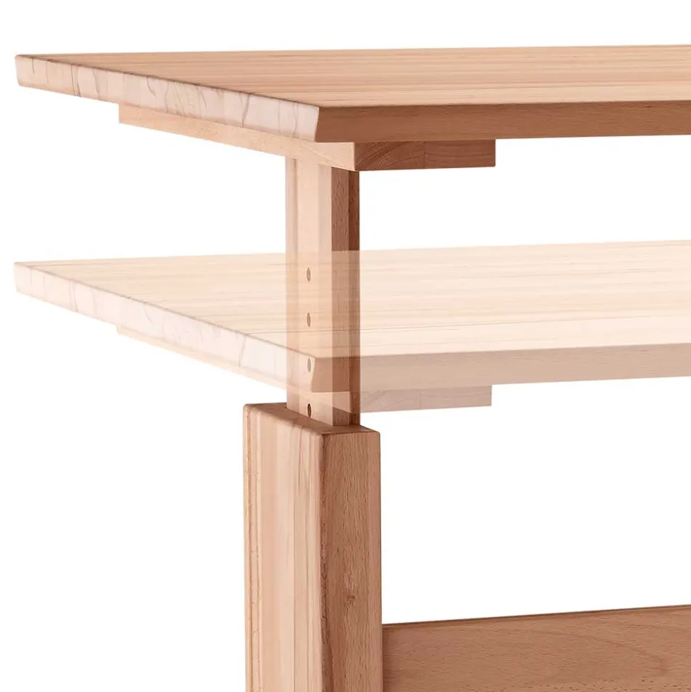 Höhenverstellbarer Holz-Schreibtisch aus Kernbuche - Senklas