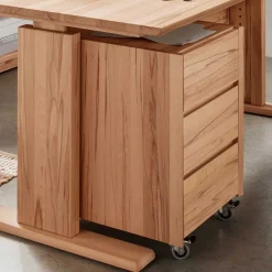 Höhenverstellbarer Holz-Schreibtisch aus Kernbuche - Senklas