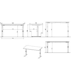 Höhenverstellbarer Officetisch in Hellgrau - Great