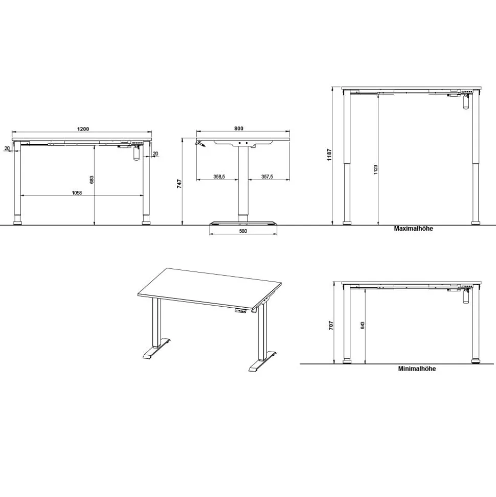 Höhenverstellbarer Officetisch elektrisch - Deola