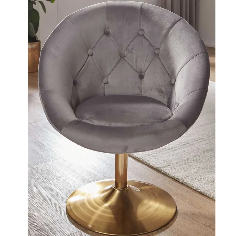 Höhenverstellbarer Samtsessel in Grau - Ashesha