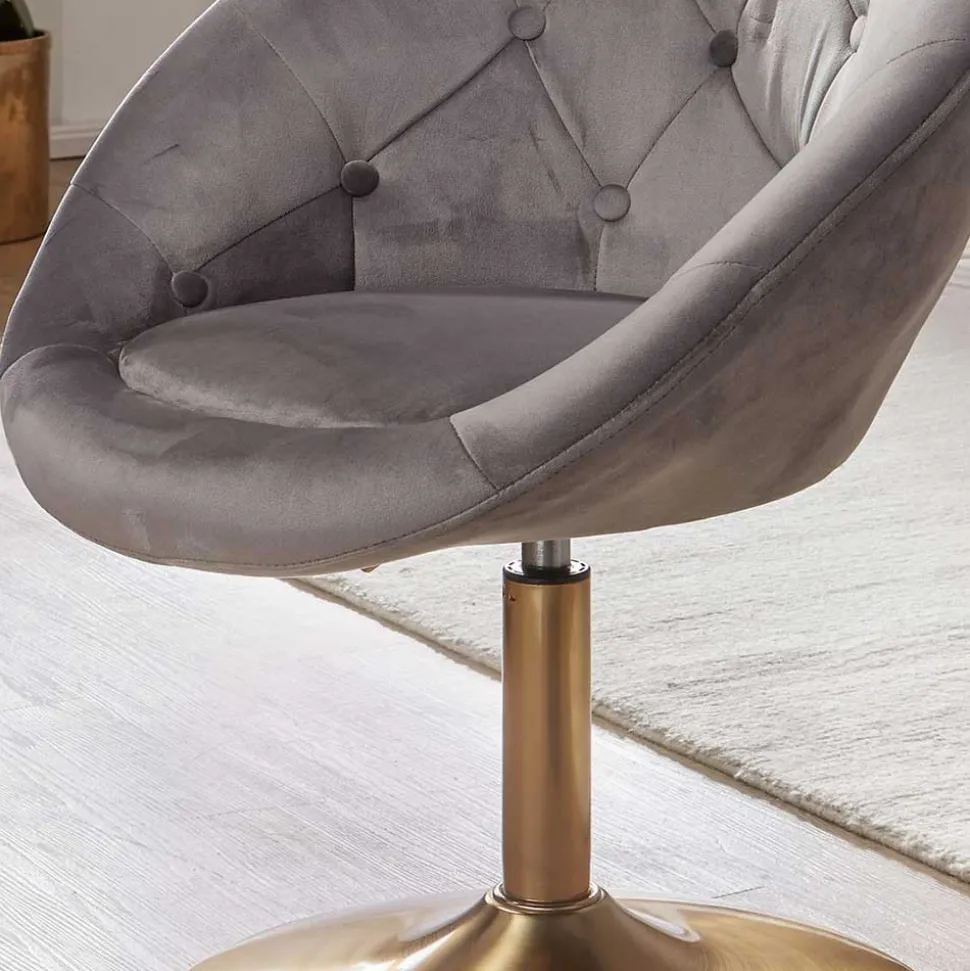 Höhenverstellbarer Samtsessel in Grau - Ashesha