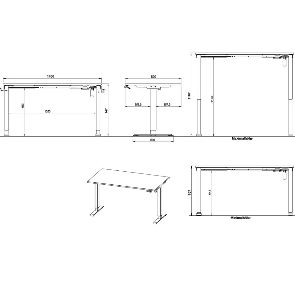 Höhenverstellbarer Schreibtisch elektrisch - Calumja