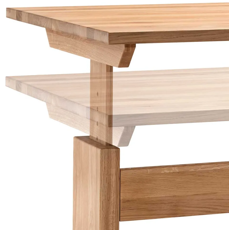 Höhenverstellbarer Schreibtisch aus Wildeiche - Rosenna