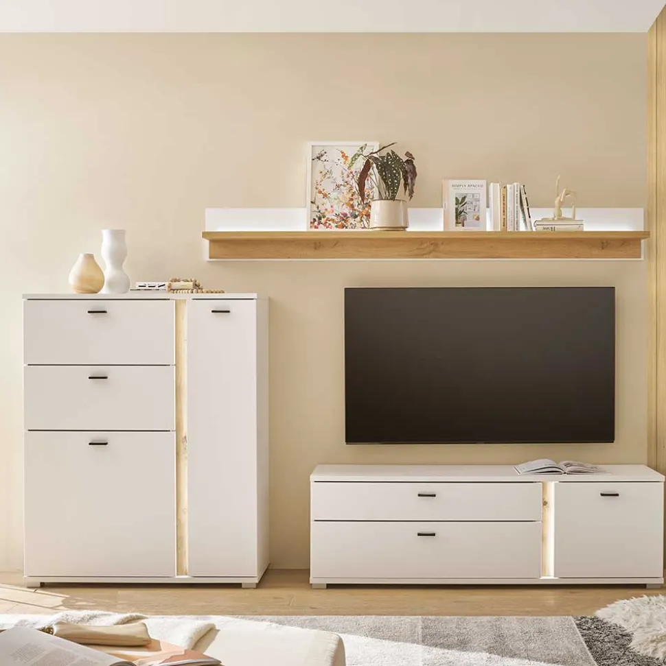 Highboard & TV Lowboard & Wandboard Set - Racelyn (dreiteilig)