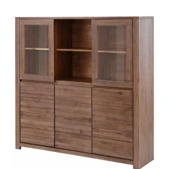 Highboard aus Akazie Massivholz und Glas - Ruffes