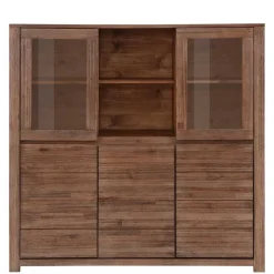 Highboard aus Akazie Massivholz und Glas - Ruffes