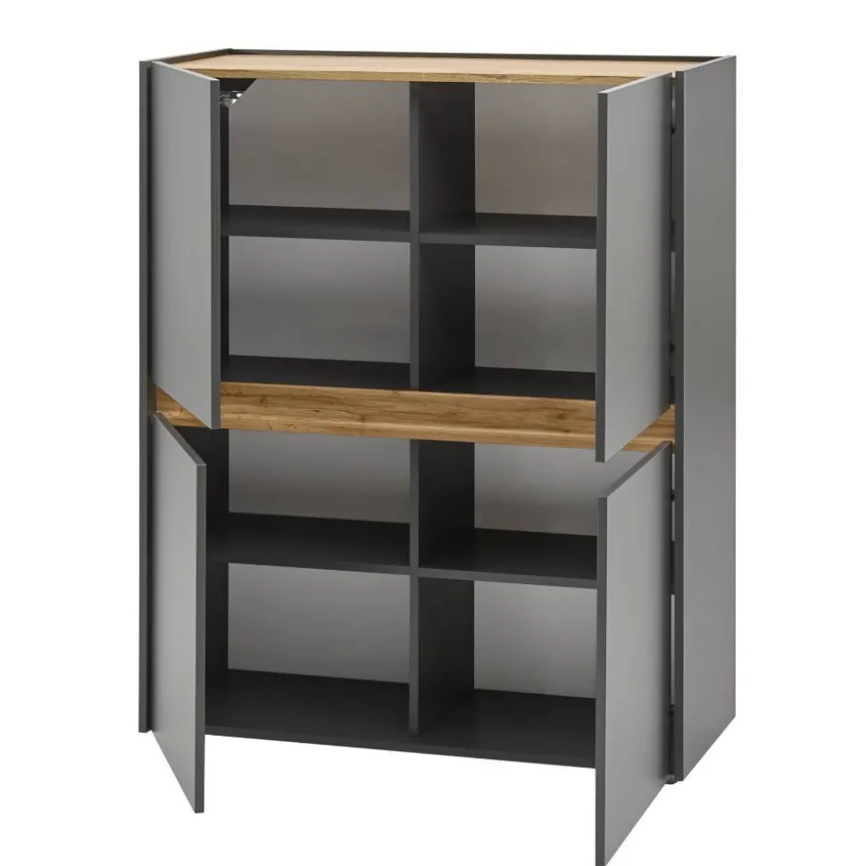 Highboard in Anthrazit & Wildeiche Dekor - Ahilav