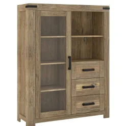 Highboard in Eiche Dunkel mit Glaseinsatz - Hilary