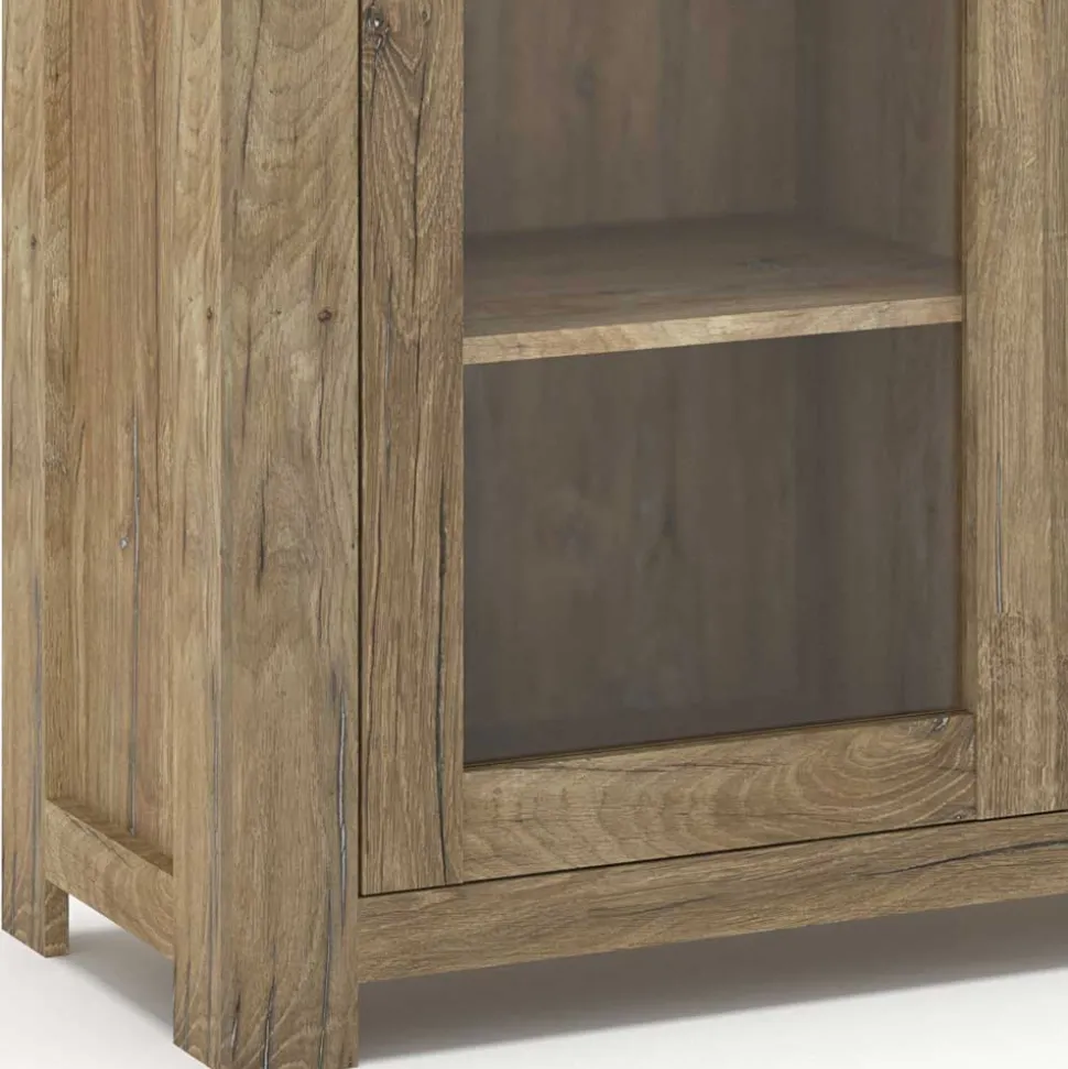 Highboard in Eiche Dunkel mit Glaseinsatz - Hilary