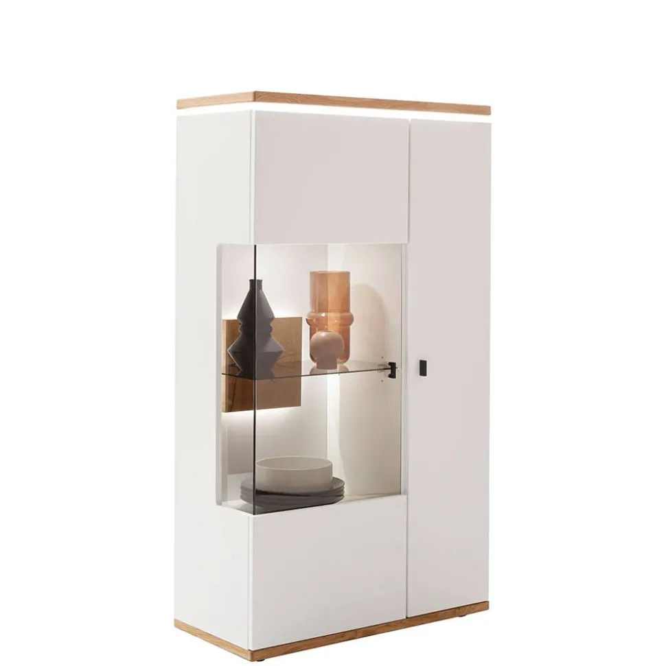 Highboard in Soft White und Wildeiche - Yordyn