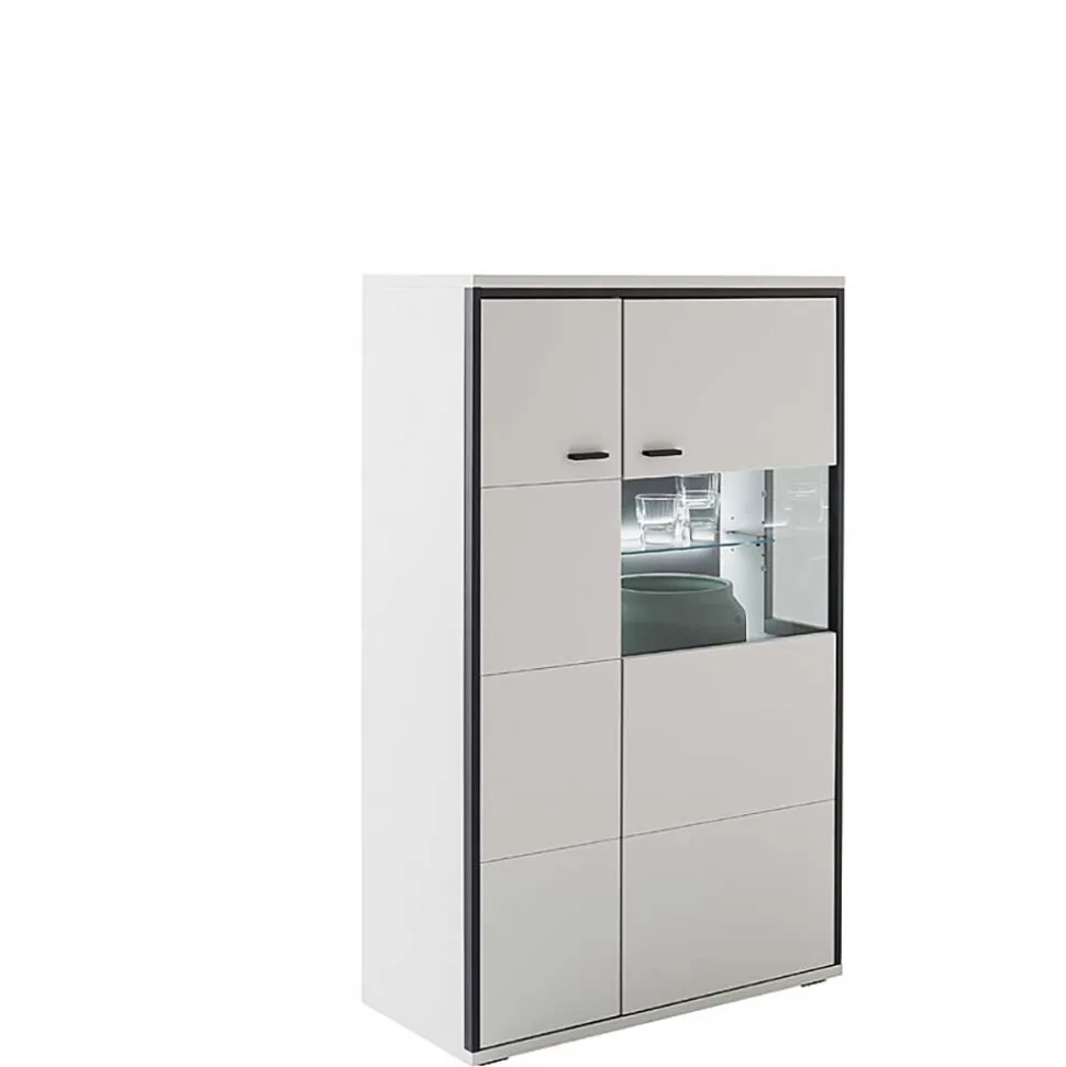 Highboard in Weiß und Schwarzgrau - Loazin