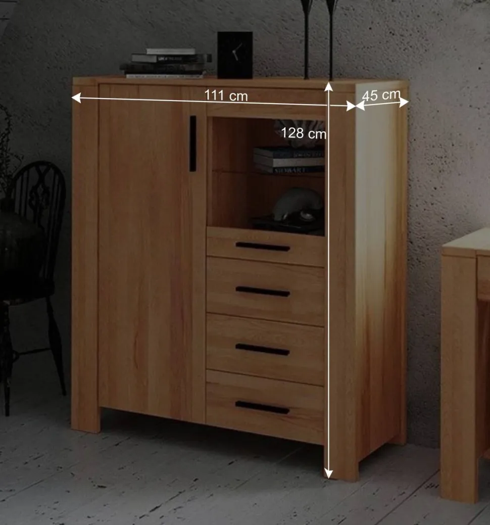 Highboard Kommode Mosniak aus Kernbuche Massivholz