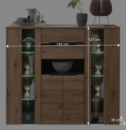 Highboard mit Glas & LED Licht - Kuetra