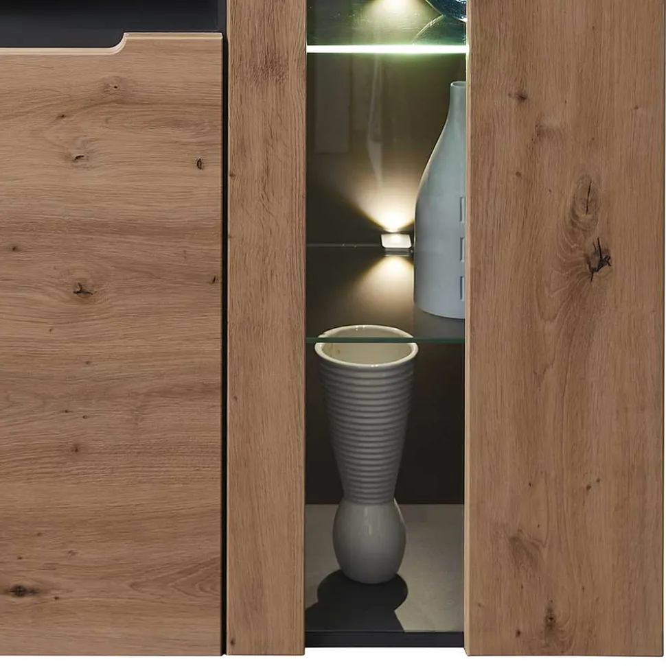 Highboard mit Glas & LED Licht - Kuetra