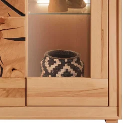 Highboard mit Glaseinsatz aus geölter Kernbuche - Sarosca