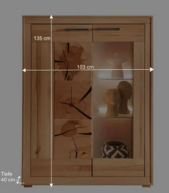 Highboard mit Glaseinsatz aus geölter Kernbuche - Sarosca