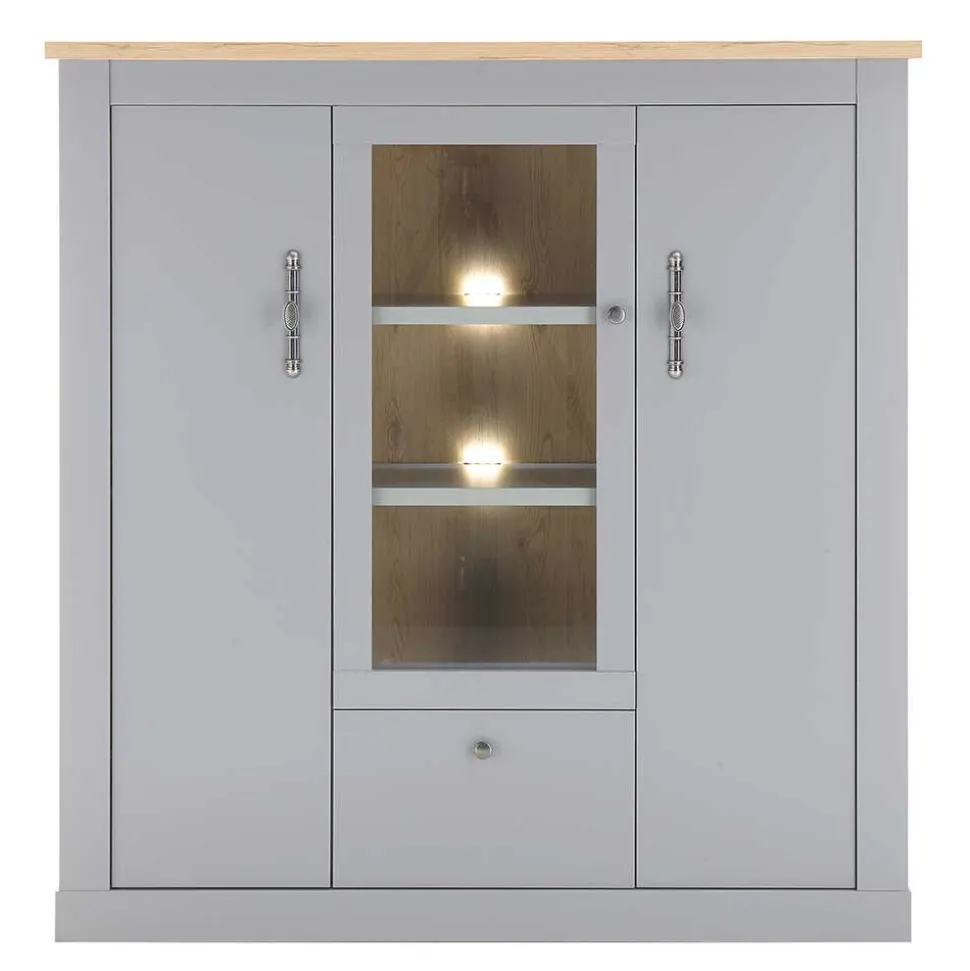 Highboard mit Glaseinsatz mit Metallgriffen - Buleta