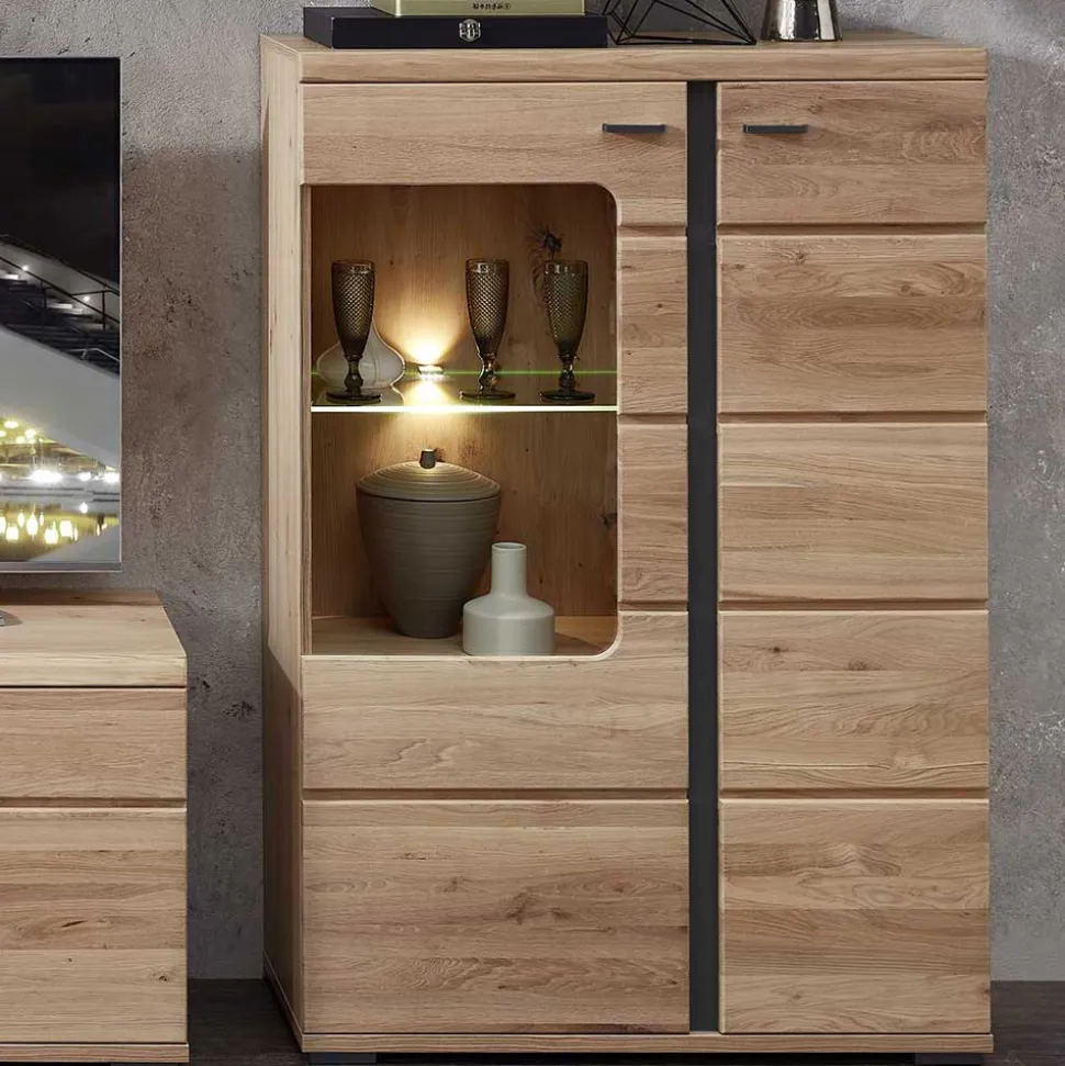 Highboard mit Glaseinsatz und LED Beleuchtung - Latenda