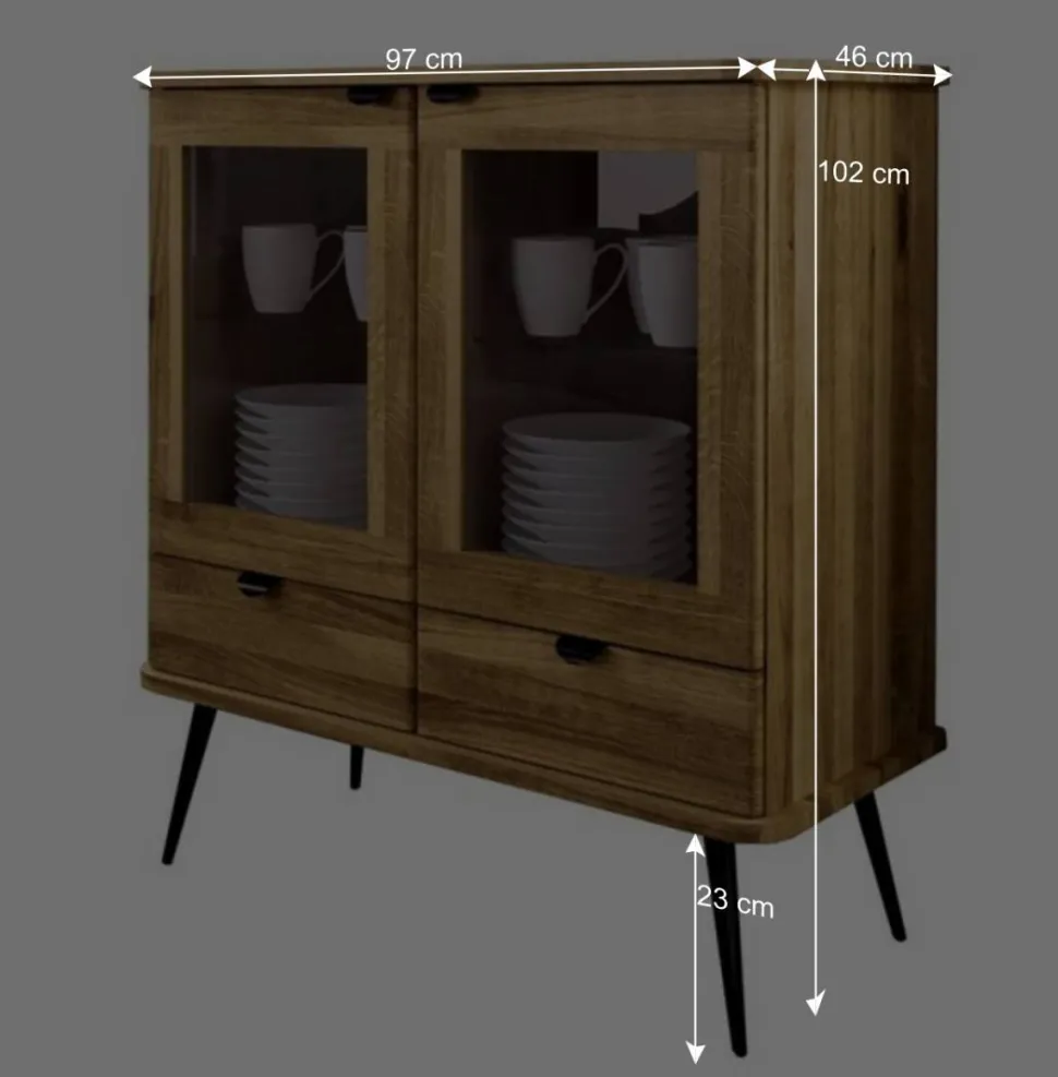 Highboard mit Glastüren mit zwei Schubladen - Casarius
