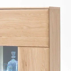 Highboard 2-türig mit Glas-Einsatz Pontros in Eiche Bianco teilmassiv