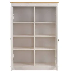 Highboard Vitrine in Weiß und Kiefer Honig - Zentra