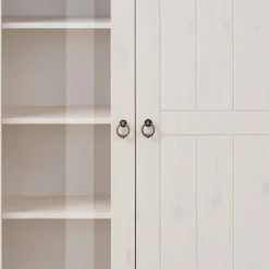 Highboard Vitrine in Weiß und Kiefer Honig - Zentra