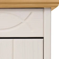 Highboard Vitrine in Weiß und Kiefer Honig - Zentra