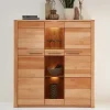 Highboard Vitrinenschrank aus Kernbuche massiv - Amyonta