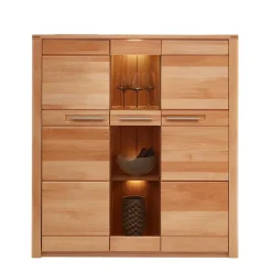 Highboard Vitrinenschrank aus Kernbuche massiv - Amyonta