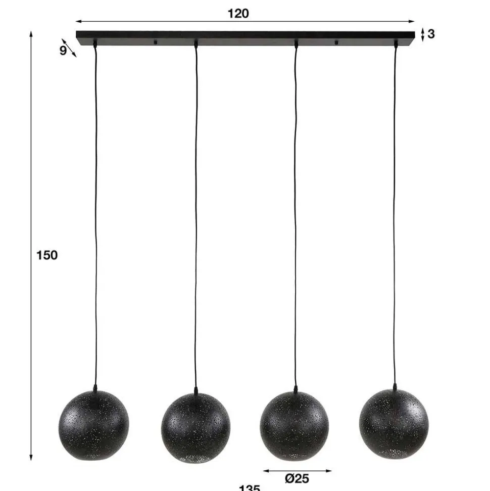 Hängeleuchte mit vier Kugelschirmen aus Metall - Feixon