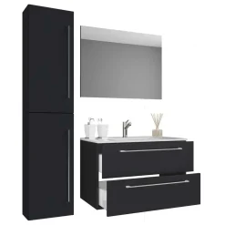 Hängende Badeinrichtung Set in Schwarz - Gloriella (dreiteilig)