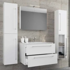 Hängende Badmöbel in Weiß als Set - Ipsum (vierteilig)