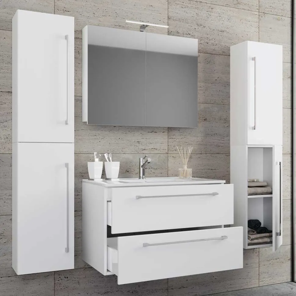 Hängende Badmöbel in Weiß als Set - Ipsum (vierteilig)