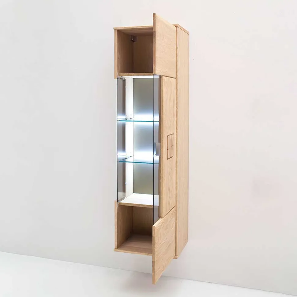 Hängende Vitrine in Eiche Bianco teilmassiv Pontros 1-türig