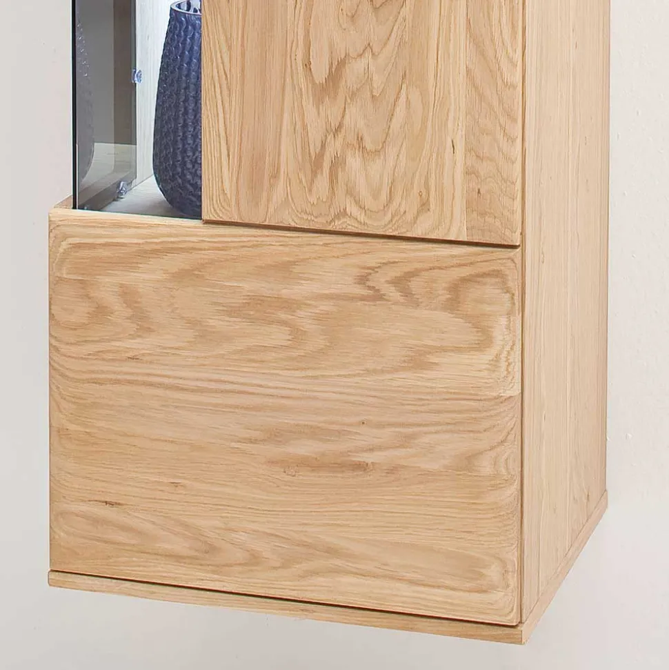 Hängende Vitrine in Eiche Bianco teilmassiv Pontros 1-türig