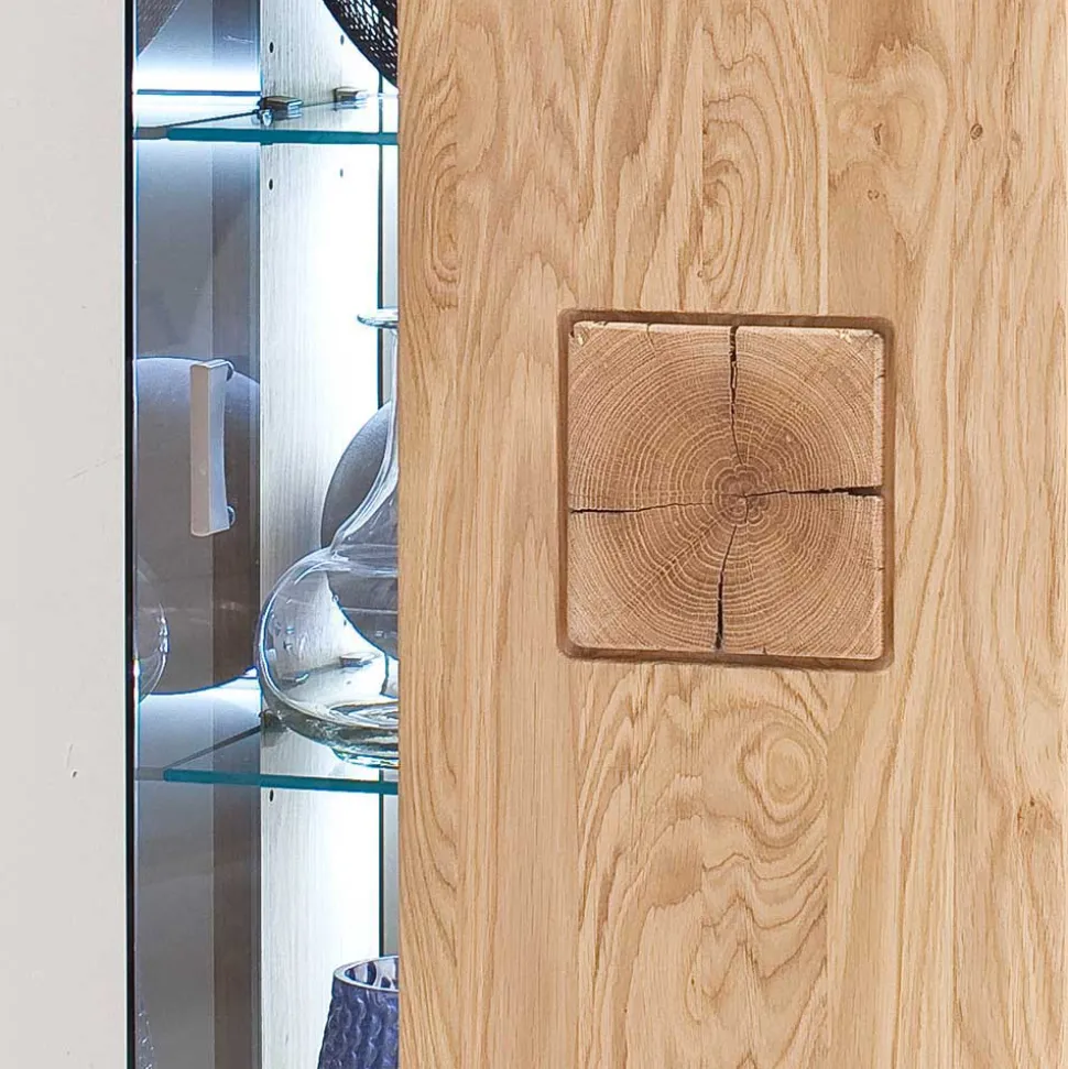 Hängende Vitrine in Eiche Bianco teilmassiv Pontros 1-türig