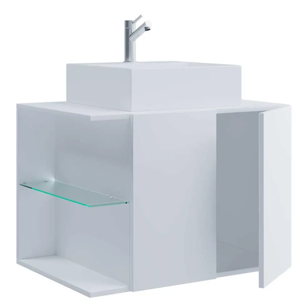 Hängende Waschkommode mit Becken in Weiß - Ziovarica