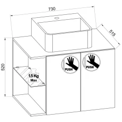 Hängende Waschkommode mit Becken in Weiß - Ziovarica