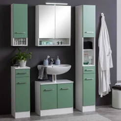Hängender Badschrank in Grün & Weiß - Loenixa I