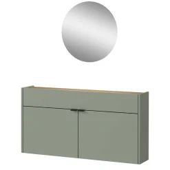 Hängender Flurschrank & runder Spiegel - Point (zweiteilig)
