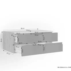 Hängender Waschtisch in Grau und Wildeichefarben - Join