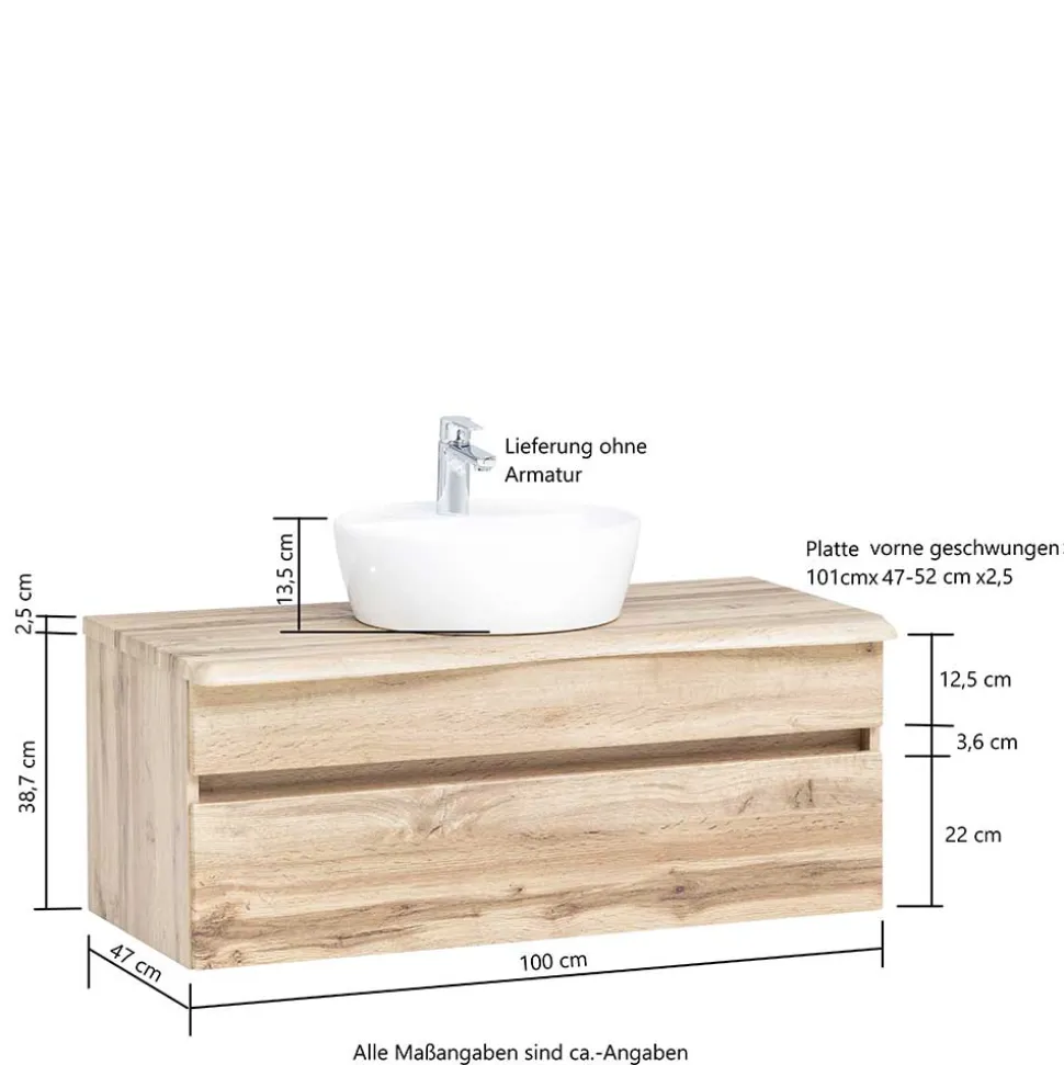 Hängender Waschtisch in Holzoptik - Drumias